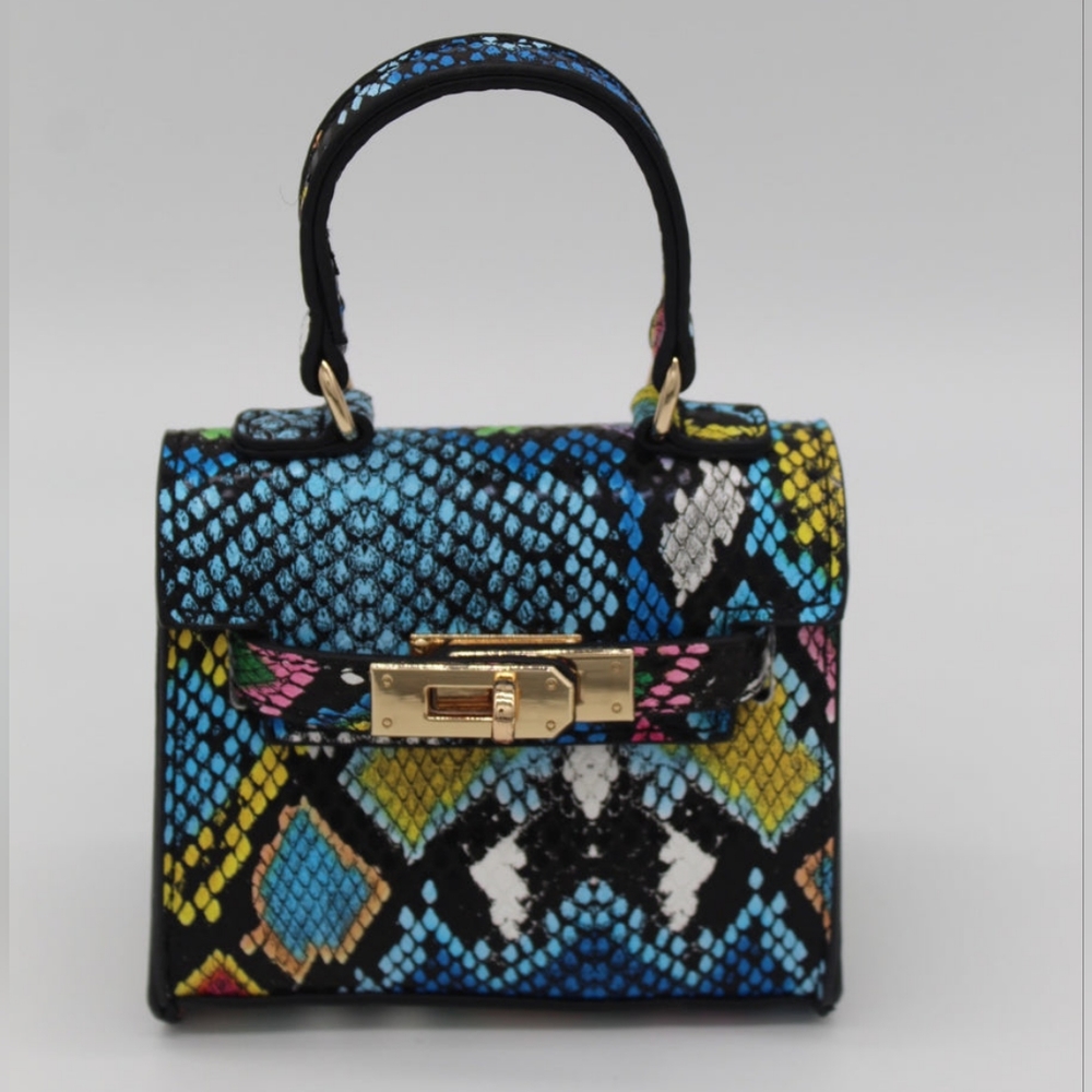 LIKE DREAMS Multi-colored Snakeskin Mini Crossbody Bag - Picture 1 of 7